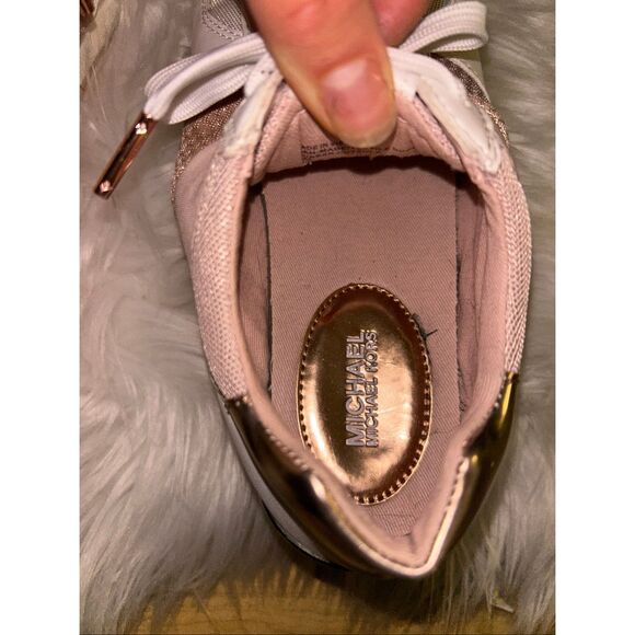 Michael Kors Womens Allie Trainer Pink Leather Lace-Up Sneaker Shoes Size 6 - Picture 6 of 6